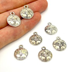 15x18 mm SALLANTI UÇ, YUVARLAK TUĞRA DESENLİ, ZAMAK DÖKÜM, BOYALI GÜMÜŞ KAPLAMA - ERTÜRK