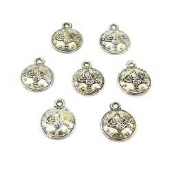 15x18 mm SALLANTI UÇ, YUVARLAK TUĞRA DESENLİ, ZAMAK DÖKÜM, BOYALI GÜMÜŞ KAPLAMA - 2