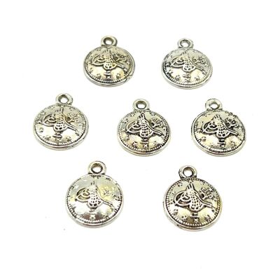 15x18 mm SALLANTI UÇ, YUVARLAK TUĞRA DESENLİ, ZAMAK DÖKÜM, BOYALI GÜMÜŞ KAPLAMA - 2