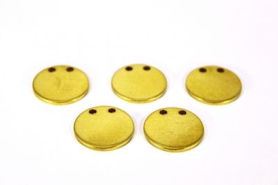 1.5x20 mm YUVARLAK ÇİFT DELİK DÜZ KALIN PUL, HAM PİRİNÇ - 2