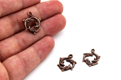 15x20 mm YUNUS DESENLİ SALLANTI ZAMAK DÖKÜM, BAKIR RENK - 2