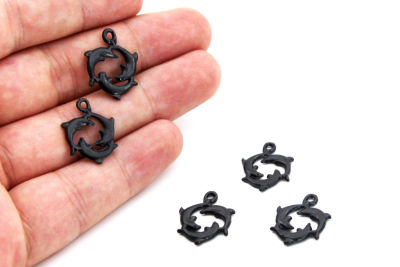 15x20 mm YUNUS DESENLİ SALLANTI ZAMAK DÖKÜM, SİYAH RENK - 2