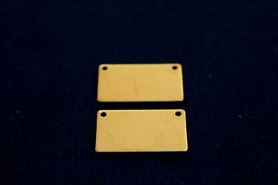 15x25 mm DİKDÖRTGEN İKİ DELİK PUL, HAM PİRİNÇ #1001H-YAN-DELİK - 2