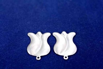 15x25 mm KULPLU LALE FİGÜRÜ, NİKEL KAPLAMA, PİRİNÇ #877N-DESENSİZ - 2