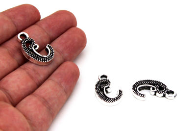 15x25 mm VAV DESENLİ SALLANTI ZAMAK DÖKÜM, BOYALI GÜMÜŞ RENK - 2