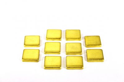 3x15x15 mm DELİKSİZ KALIN KARE PUL, HAM PİRİNÇ #1216H - 2
