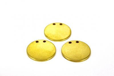 1.5x25 mm YUVARLAK ÇİFT DELİK DÜZ KALIN PUL, HAM PİRİNÇ - 2