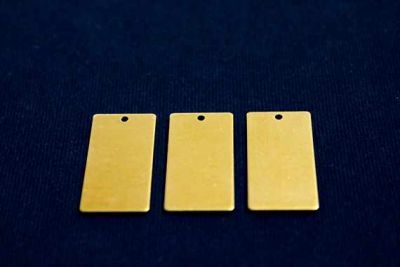 15x30 mm DİKDÖRTGEN TEK DELİK PUL, HAM PİRİNÇ #1000H - 2