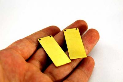 15x40 mm DİKDÖRTGEN İKİ DELİK PUL, HAM PİRİNÇ #996H - 3
