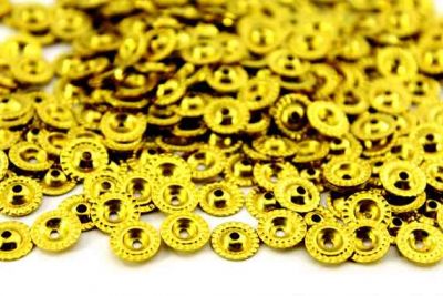 8 mm DESENLİ YUVARLAK ORTADAN DELİK PUL, HAM PİRİNÇ #586H - 2