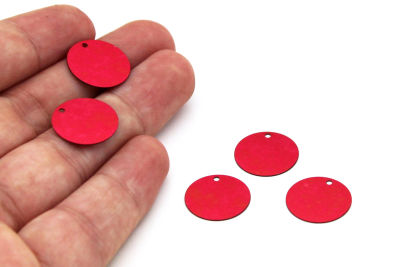 16 mm PLASTİK PUL PAYET, NAKIŞ PULU, DÖKME PUL, YAN DELİK, KIRMIZI RENK - 3