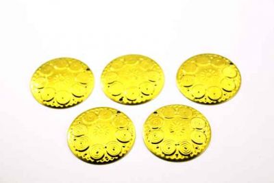 32 mm DESENLİ YUVARLAK PUL, HAM PİRİNÇ #445H-TEK-DELİK - 3