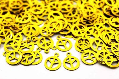 16x10 mm BARIŞ AMBLEMİ DESENLİ KULPLU PUL, HAM PİRİNÇ #459H-TEK-DELİK - 2