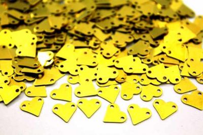 9x10 mm KALP DESEN İKİ DELİK PUL, HAM PİRİNÇ #822H - 2