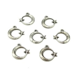 16x16 mm SALLANTI UÇ, AYYILDIZ DESENLİ, ZAMAK DÖKÜM, BOYALI GÜMÜŞ KAPLAMA - 2