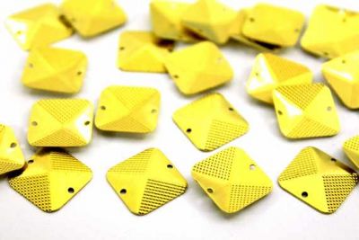 16x16 mm KARE DESENLİ İKİ DELİK PUL, HAM PİRİNÇ #889H-İKİ-DELİK - 2