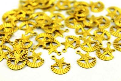 14x11 mm AY YILDIZ DESENLİ PUL, HAM PİRİNÇ #777H - 2