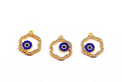 16x19 mm - TAŞLI ÇİÇEK TAKI APARATI, ALTIN KAPLAMA, TEK KULP - ERTÜRK