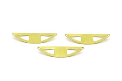 16x45 mm OVAL DESENLİ BOMBELİ ÇİFT DELİK PUL, HAM PİRİNÇ #1481H - 2