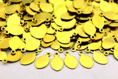13x7 mm OVAL TEK DELİK PUL, HAM PİRİNÇ #105H - 2
