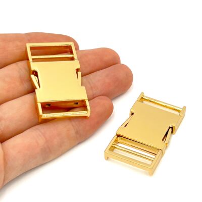 20 MM ZAMAK GEÇMELİ KEMER TOKASI, YANDAN BASMALI TOKA SARI KAPLAMA - 3