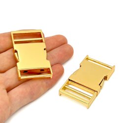 25 MM ZAMAK GEÇMELİ KEMER TOKASI, YANDAN BASMALI TOKA SARI KAPLAMA - 3