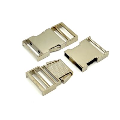 25 MM ZAMAK GEÇMELİ KEMER TOKASI, YANDAN BASMALI TOKA RODYUM KAPLAMA - 2