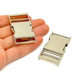 25 MM ZAMAK GEÇMELİ KEMER TOKASI, YANDAN BASMALI TOKA RODYUM KAPLAMA - 3