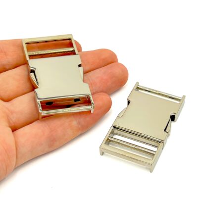 25 MM ZAMAK GEÇMELİ KEMER TOKASI, YANDAN BASMALI TOKA RODYUM KAPLAMA - 3