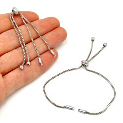 ASANSÖRLÜ AYARLANABİLİR HAZIR BİLEKLİK ZİNCİRİ RODYUM KAPLAMA - ERTÜRK