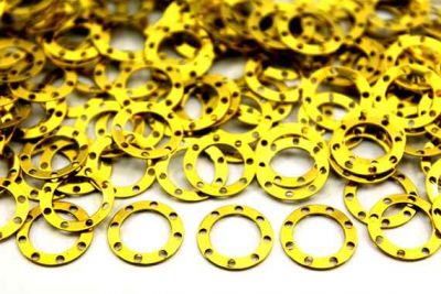 13 mm YUVARLAK SEKİZ DELİKLİ PUL, HAM PİRİNÇ #601H - 2