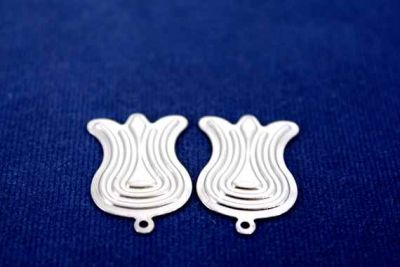 15x25 mm KULPLU LALE FİGÜRÜ, NİKEL KAPLAMA, PİRİNÇ #877N-DESENLİ - 2