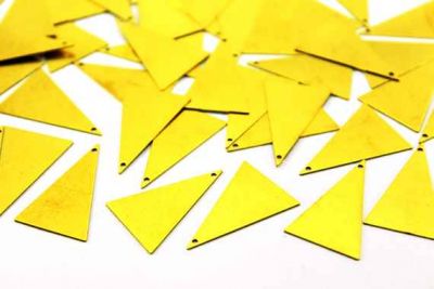 17x25 mm ÜÇGEN DESENLİ DÜZ TEK DELİK PUL, HAM PİRİNÇ #872H-DÜZ-TEK-DELİK - 2