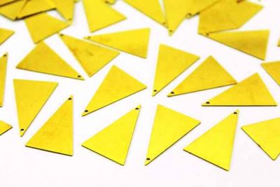 17x25 mm ÜÇGEN DESENLİ DÜZ TEK DELİK PUL, HAM PİRİNÇ #872H-DÜZ-TEK-DELİK - 3
