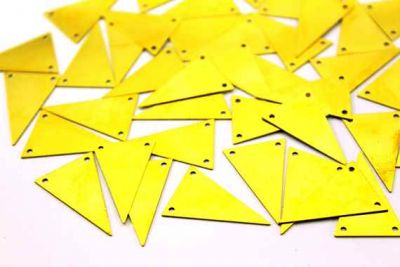 17x25 mm ÜÇGEN DESENLİ DÜZ İKİ DELİK PUL, HAM PİRİNÇ #872H-DÜZ-İKİ-DELİK - 2