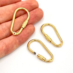 17x35 mm VİDALI ANAHTARLIK KLİPSİ, SARI KAPLAMA - ERTÜRK