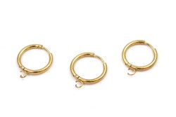 18 mm, ÇELİK KÜPE KANCASI KULPLU, GOLD RENK, 1. KALİTE KARARMAZ - ERTÜRK