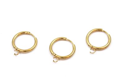 18 mm, ÇELİK KÜPE KANCASI KULPLU, GOLD RENK, 1. KALİTE KARARMAZ - 1