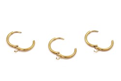 18 mm, ÇELİK KÜPE KANCASI KULPLU, GOLD RENK, 1. KALİTE KARARMAZ - 2