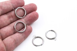 18 mm, ÇELİK KÜPE KANCASI KULPLU, GÜMÜŞ RENK, 1. KALİTE KARARMAZ - 2