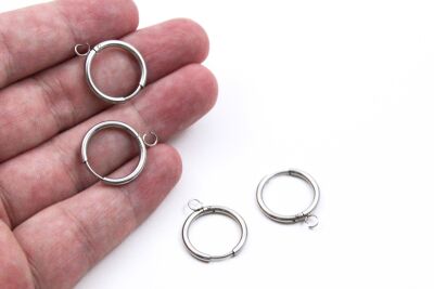 18 mm, ÇELİK KÜPE KANCASI KULPLU, GÜMÜŞ RENK, 1. KALİTE KARARMAZ - 2
