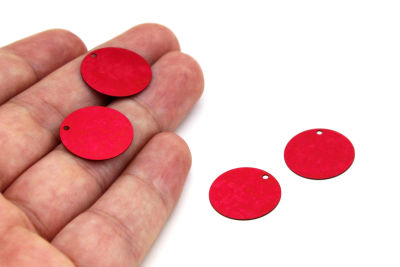 18 mm PLASTİK PUL PAYET, NAKIŞ PULU, DÖKME PUL, YAN DELİK, KIRMIZI RENK - 3