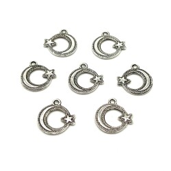 18 mm SALLANTI UÇ, AY YILDIZ DESENLİ, ZAMAK DÖKÜM, BOYALI GÜMÜŞ KAPLAMA - 2