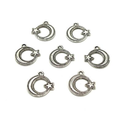 18 mm SALLANTI UÇ, AY YILDIZ DESENLİ, ZAMAK DÖKÜM, BOYALI GÜMÜŞ KAPLAMA - 2