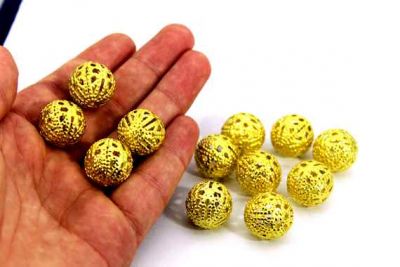 18 mm YUVARLAK DANTEL TOP, HAM PRİNÇ #327H - 2