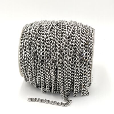 1.80x6.80 mm ÇELİK ZİNCİR, EZME ZİNCİR, GÜMÜŞ RENK, 1. KALİTE KARARMAZ - 2