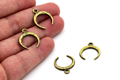 18x21 mm AY DESENLİ SALLANTI ZAMAK DÖKÜM, ANTİK SARI RENK - 2