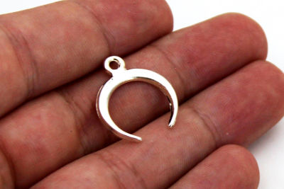 18x21 mm AY DESENLİ SALLANTI ZAMAK DÖKÜM, BOYALI GÜMÜŞ RENK - 2