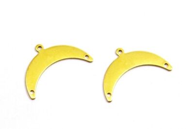 18x30 mm AY DESENLİ KULPLU PUL, HAM PİRİNÇ #1802H - 2