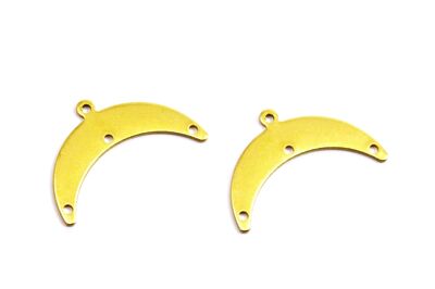 18x30 mm AY DESENLİ KULPLU PUL, HAM PİRİNÇ #1803H - 2